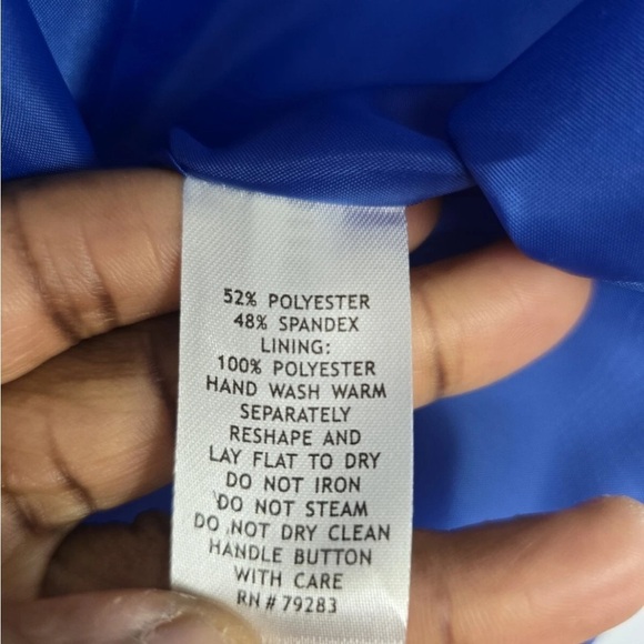 Alex Evenings Satin Jacket Woman Small Blue Collared 3/4 Sleeve Exellent - Picture 10 of 13